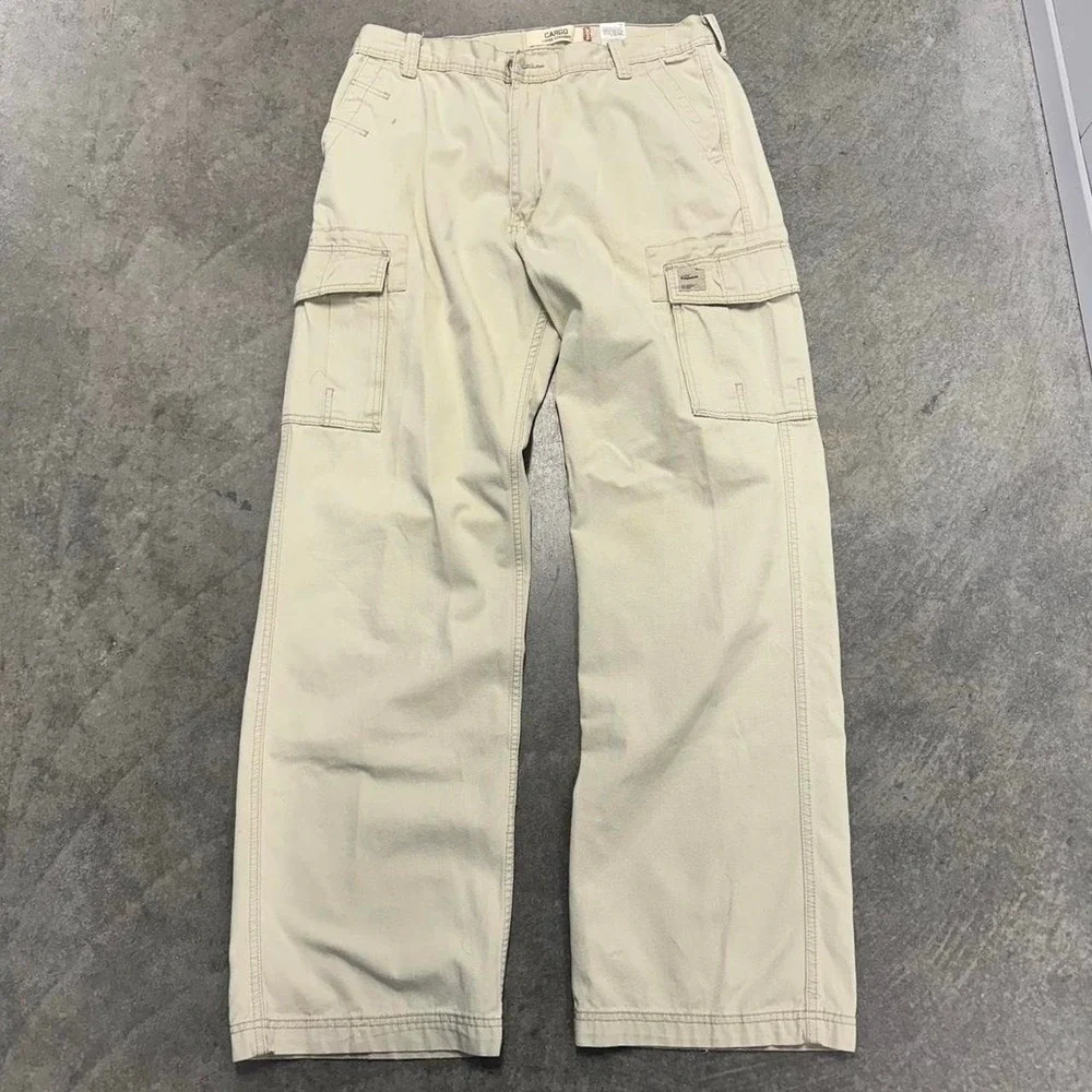 Vintage Levi's Cargo Pants Tan Earthtone Wide Leg Baggy Western Essential 36x36